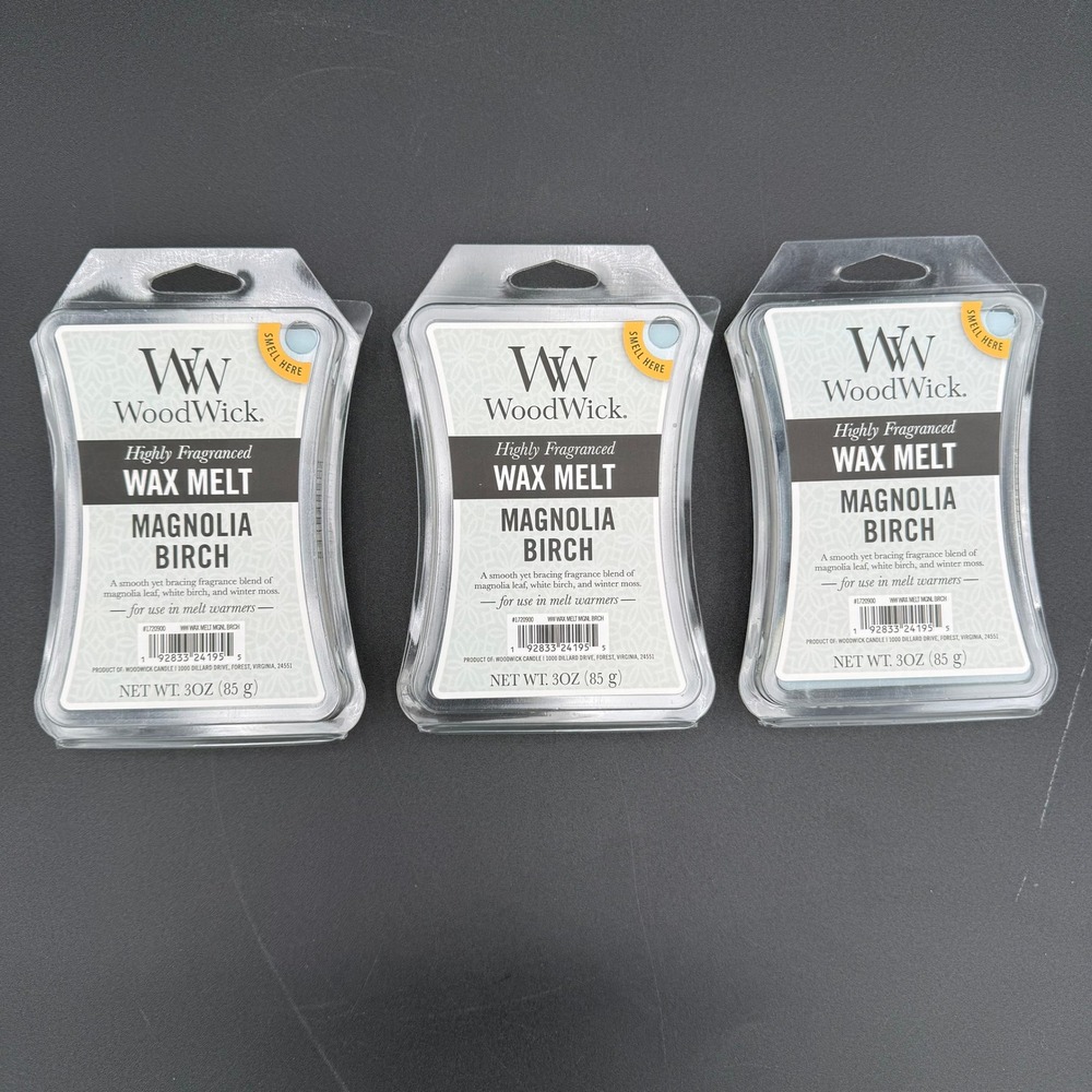 WoodWick Magnolia Birch Highly Fragranced Wax Melt 3oz Lot of 3‎ 1720900